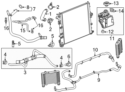 2015 Cadillac CTS Hoses, Lines & Pipes Lower Hose Diagram for 12639879