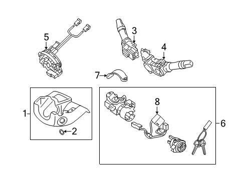 2011 Kia Optima Ignition Lock Key Sub Set-Steering Locking Diagram for 819002TE00