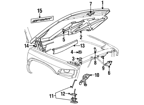 1999 Dodge Ram 3500 Hood & Components, Exterior Trim Cable-Hood Latch Diagram for 55076343