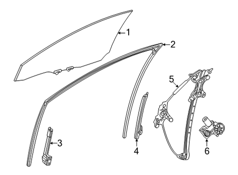 2022 Toyota Mirai Front Door Glass & Hardware Front Guide Diagram for 67402-62020