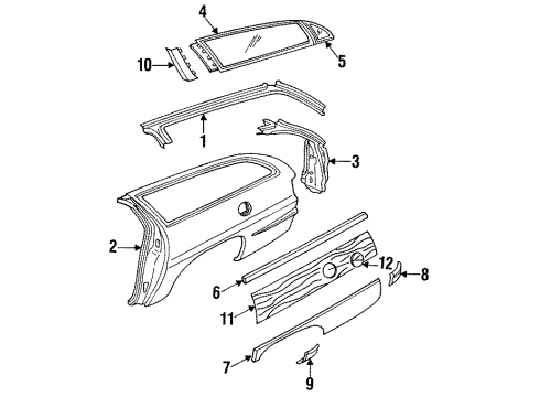 1991 Buick Roadmaster Quarter Panel & Components Latch Asm-Body Side Rear Window Diagram for 10174137