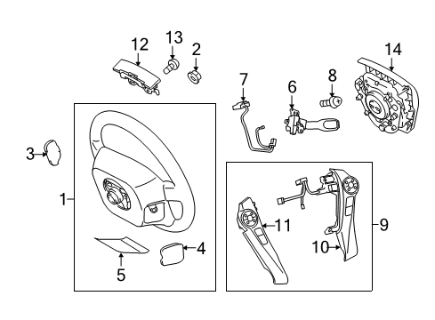 2013 Toyota Prius Plug-In Steering Column & Wheel, Steering Gear & Linkage Switch Assembly Diagram for 84244-47081-B0