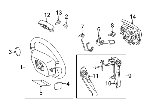 2011 Toyota Prius Steering Column & Wheel, Steering Gear & Linkage Steering Wheel Lower Cover Diagram for 45186-47030-B0