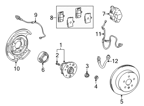 2002 Lexus LS430 Anti-Lock Brakes Sensor, Skid Control, Front Diagram for 89544-50020