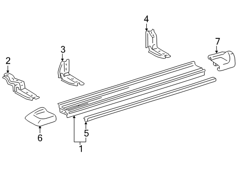 2001 Lexus LX470 Exterior Trim - Pillars, Rocker & Floor Cover, Side Door Step Plate, Front RH Diagram for 51773-60070
