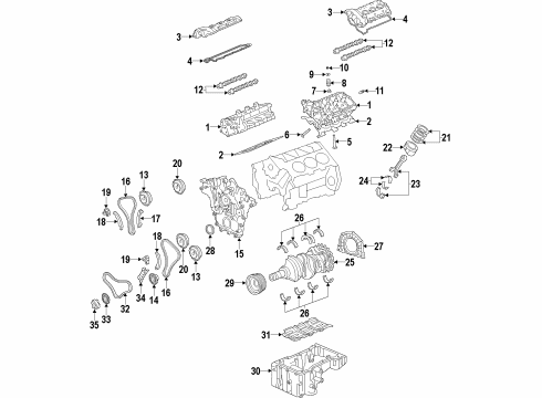 2010 Hyundai Santa Fe Engine Parts, Mounts, Cylinder Head & Valves, Camshaft & Timing, Variable Valve Timing, Oil Pan, Oil Pump, Balance Shafts, Crankshaft & Bearings, Pistons, Rings & Bearings Camshaft Assembly-Intake, LH Diagram for 24100-3CBE2