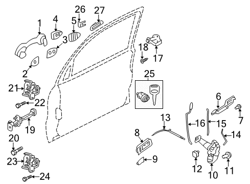 2012 Ford Escape Front Door Handle, Inside Diagram for 8L8Z-7822601-AB