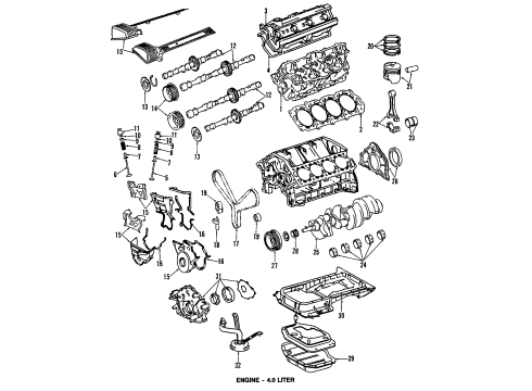 1996 Lexus LS400 Engine Parts, Mounts, Cylinder Head & Valves, Camshaft & Timing, Oil Pan, Oil Pump, Crankshaft & Bearings, Pistons, Rings & Bearings Gasket Kit, Engine Overhaul Diagram for 04111-50103