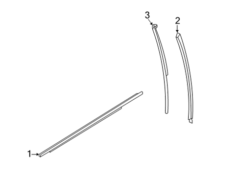 2021 BMW M8 Gran Coupe Exterior Trim - Rear Door BRIDGE, SIDE WINDOW, RIGHT R Diagram for 51357435450