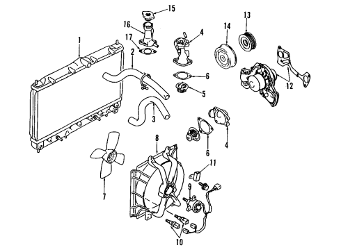 1995 Dodge Stealth Cooling System, Radiator, Water Pump, Cooling Fan Gasket-Water Pump Diagram for MD356876