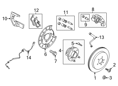 2019 Lincoln MKT Rear Brakes Mount Kit Diagram for FG1Z-2386-B