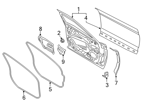 2020 Lincoln Continental Front Door Weatherstrip On Body Diagram for GD9Z-5420708-A