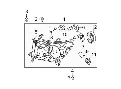 2013 Toyota Tundra Headlamps Lens & Housing Diagram for 81170-0C070