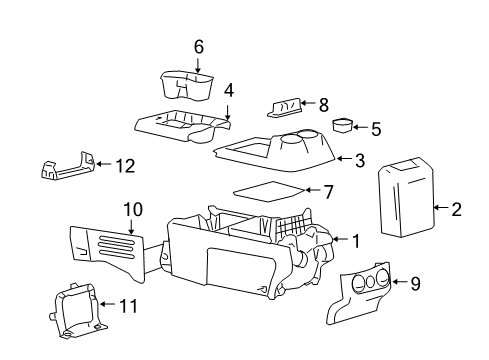 2008 Ford F-150 Front Console Storage Box Door Diagram for 5L3Z-1506024-AAC