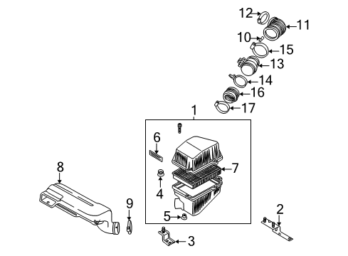 2005 Kia Sedona Powertrain Control Air Cleaner Assembly Diagram for 0K52Y13300
