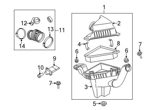 2013 Ford Transit Connect Air Intake Lower Housing Clamp Diagram for 9T1Z-9628-A