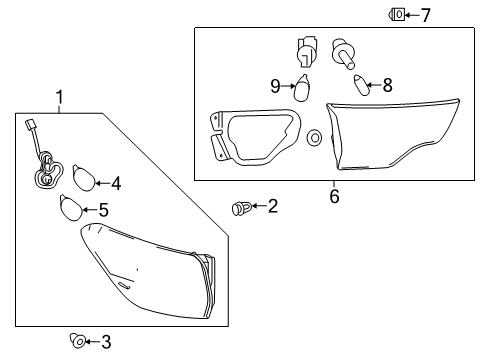 2015 Toyota Highlander Bulbs Back Up Lamp Assembly Diagram for 81590-0E060