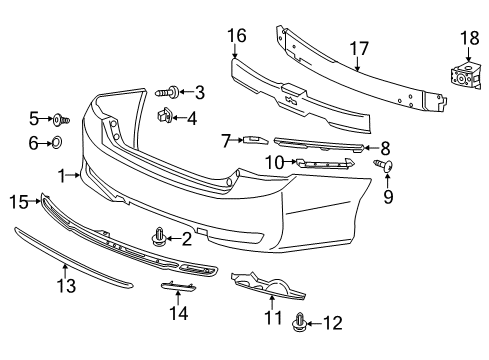 2014 Honda Accord Rear Bumper Bracket, L. RR. Bumper Side Diagram for 71555-S5A-000