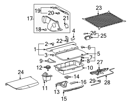 2009 Toyota Prius Interior Trim - Rear Body Rear Trim Hole Cover Diagram for 64718-47010-B0