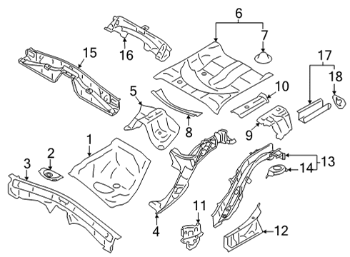 2022 Toyota GR86 Rear Floor & Rails Rear Floor Pan Diagram for SU003-10522