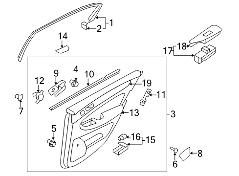 2011 Hyundai Genesis Rear Door Motor Assembly-Rear Door Power Regulator, RH Diagram for 83460-3M020