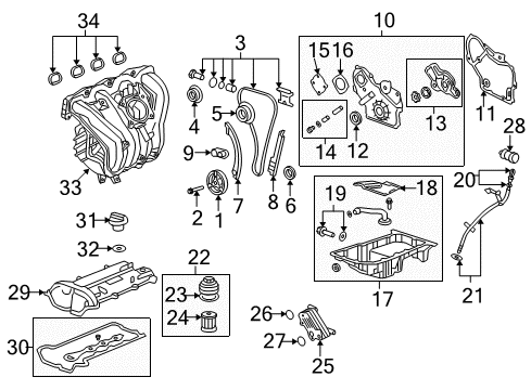 2007 Pontiac G6 Engine Parts, Mounts, Cylinder Head & Valves, Camshaft & Timing, Variable Valve Timing, Oil Pan, Balance Shafts, Crankshaft & Bearings, Pistons, Rings & Bearings Manifold Gasket Diagram for 24455112