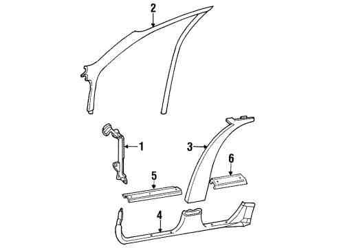 1993 Buick Skylark Interior Trim - Pillars, Rocker & Floor Molding-Windshield Side Upper Garnish *Paint To Mat Diagram for 22642186