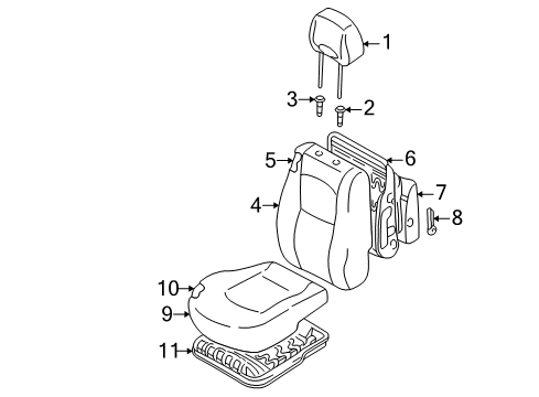 2003 Hyundai Santa Fe Front Seat Components Pad Assembly-Front Seat Cushion Driver Diagram for 88150-26000