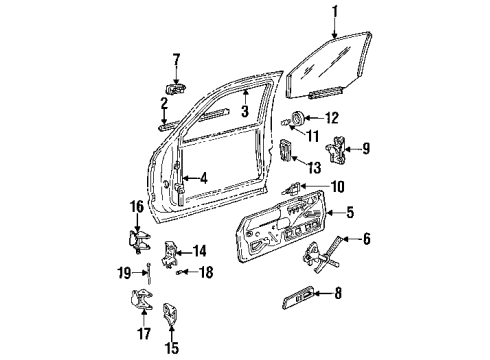 2000 GMC Yukon Front Door Window Switch Diagram for 19259961