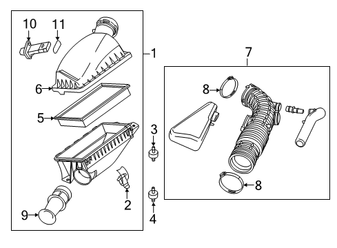 2010 Ford Crown Victoria Air Intake Air Cleaner Assembly Diagram for 8W7Z-9600-B