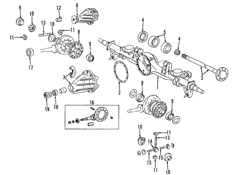 1997 Lexus LX450 Rear Axle, Differential, Propeller Shaft Case Sub-Assy, Rear Differential Diagram for 41301-60021