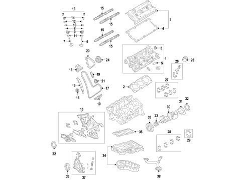 2018 Toyota Avalon Engine Parts, Mounts, Cylinder Head & Valves, Camshaft & Timing, Variable Valve Timing, Oil Pan, Oil Pump, Balance Shafts, Crankshaft & Bearings, Pistons, Rings & Bearings Connecting Rod Diagram for 13201-39226-A0