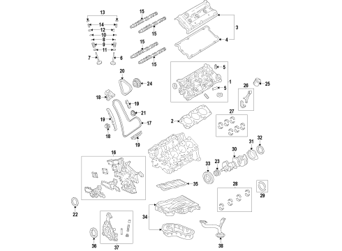 2018 Toyota Avalon Engine Parts, Mounts, Cylinder Head & Valves, Camshaft & Timing, Variable Valve Timing, Oil Pan, Oil Pump, Balance Shafts, Crankshaft & Bearings, Pistons, Rings & Bearings Ring Set, Piston Diagram for 13011-0P060