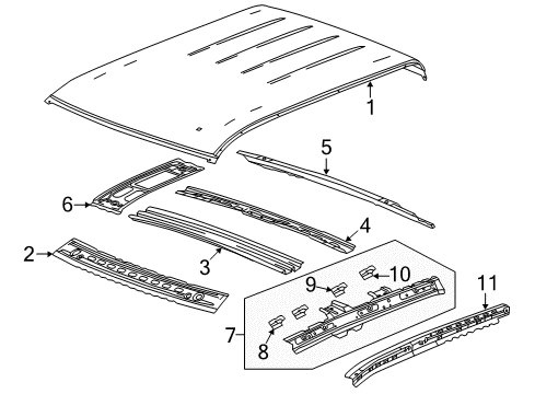 2015 GMC Sierra 1500 Roof & Components Roof Panel Diagram for 22914832