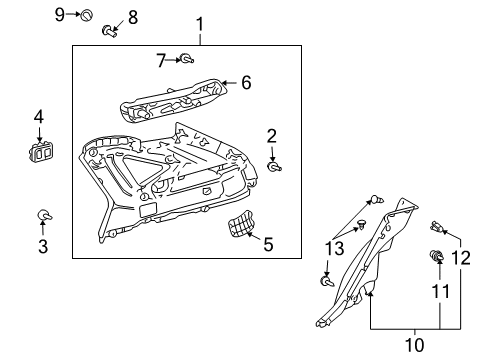 2005 Lexus RX330 Interior Trim - Quarter Panels Side Trim Clip Diagram for 90080-16096