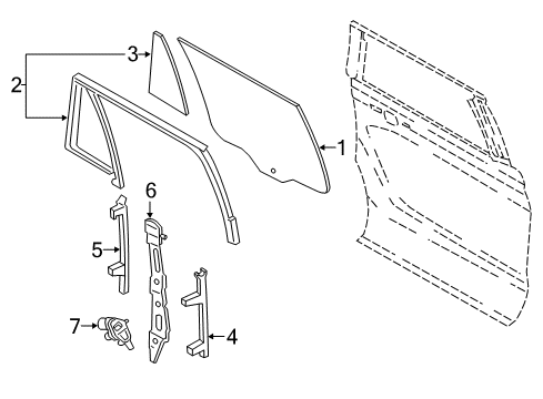 2021 Ford Expedition Rear Door Regulator Assembly Diagram for JL1Z-7827009-B