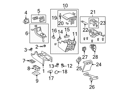 2010 Toyota Tundra Console Power Outlet Cover Diagram for 85535-AE020-C0