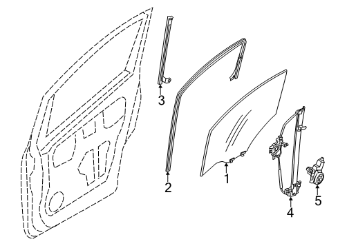 2017 Chevrolet City Express Front Door Door Glass Diagram for 19316854