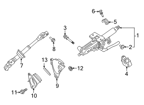2022 Lexus NX350h Steering Column Assembly Intermed Shaft Diagram for 45220-42010