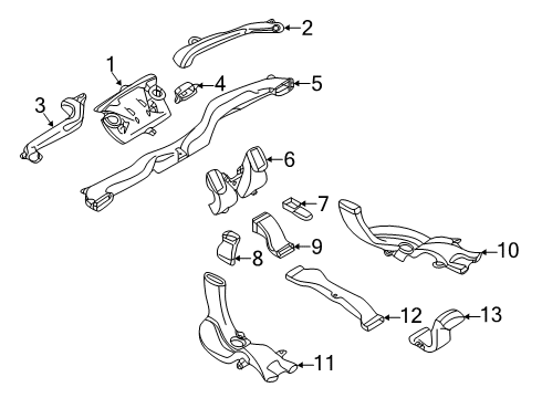 2021 INFINITI QX50 Ducts Nozzle-Defrostor Diagram for 27800-5NA0A