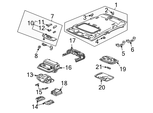 2005 Acura TSX Interior Trim - Roof Base (Light Cream Ivory) Diagram for 34252-S5A-003ZK