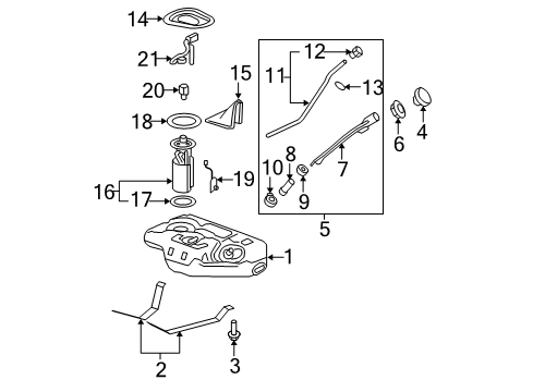 2007 Cadillac DTS Senders Filler Pipe Diagram for 15146017