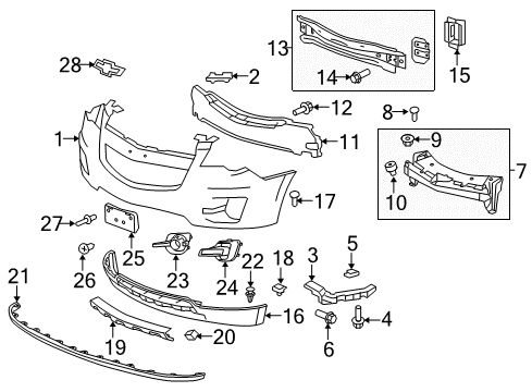 2012 Chevrolet Equinox Front Bumper Bumper Cover Seal Diagram for 25832478