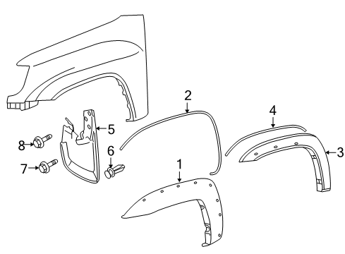 2012 Toyota Tacoma Exterior Trim - Fender Mud Guard Diagram for 76622-04102