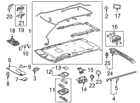 2017 Toyota Sienna Interior Trim - Roof Map Lamp Assembly Diagram for 63650-08611-B0
