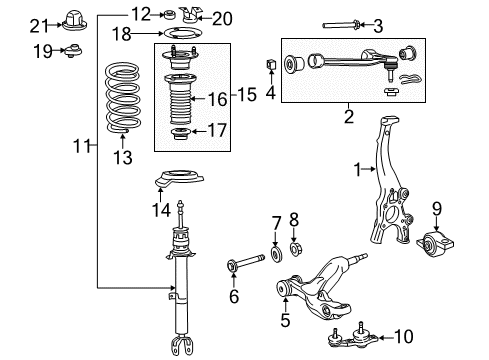 2020 Lexus RC300 Front Suspension Components, Lower Control Arm, Upper Control Arm, Ride Control, Stabilizer Bar Bracket Sub-Assembly, Lower Arm Diagram for 48075-24100