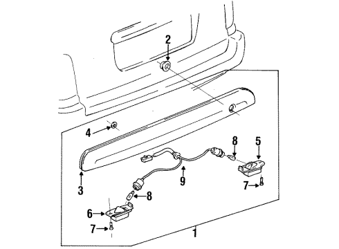 1995 Toyota Corolla License Lamps Socket & Wire Diagram for 81275-13240