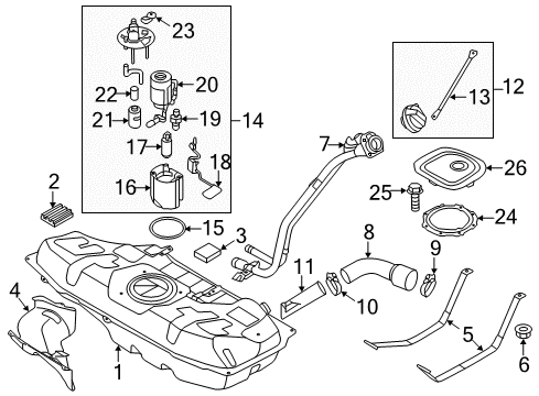 2012 Hyundai Accent Senders Filler Neck & Hose Assembly Diagram for 31030-1R501