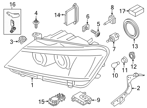 2013 BMW X3 Headlamps Right Headlight Diagram for 63117222026