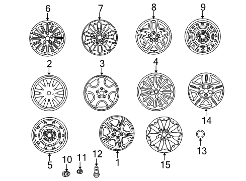 2003 Chrysler 300M Wheels, Covers & Trim Wheel Center Cap Diagram for 4782783AA